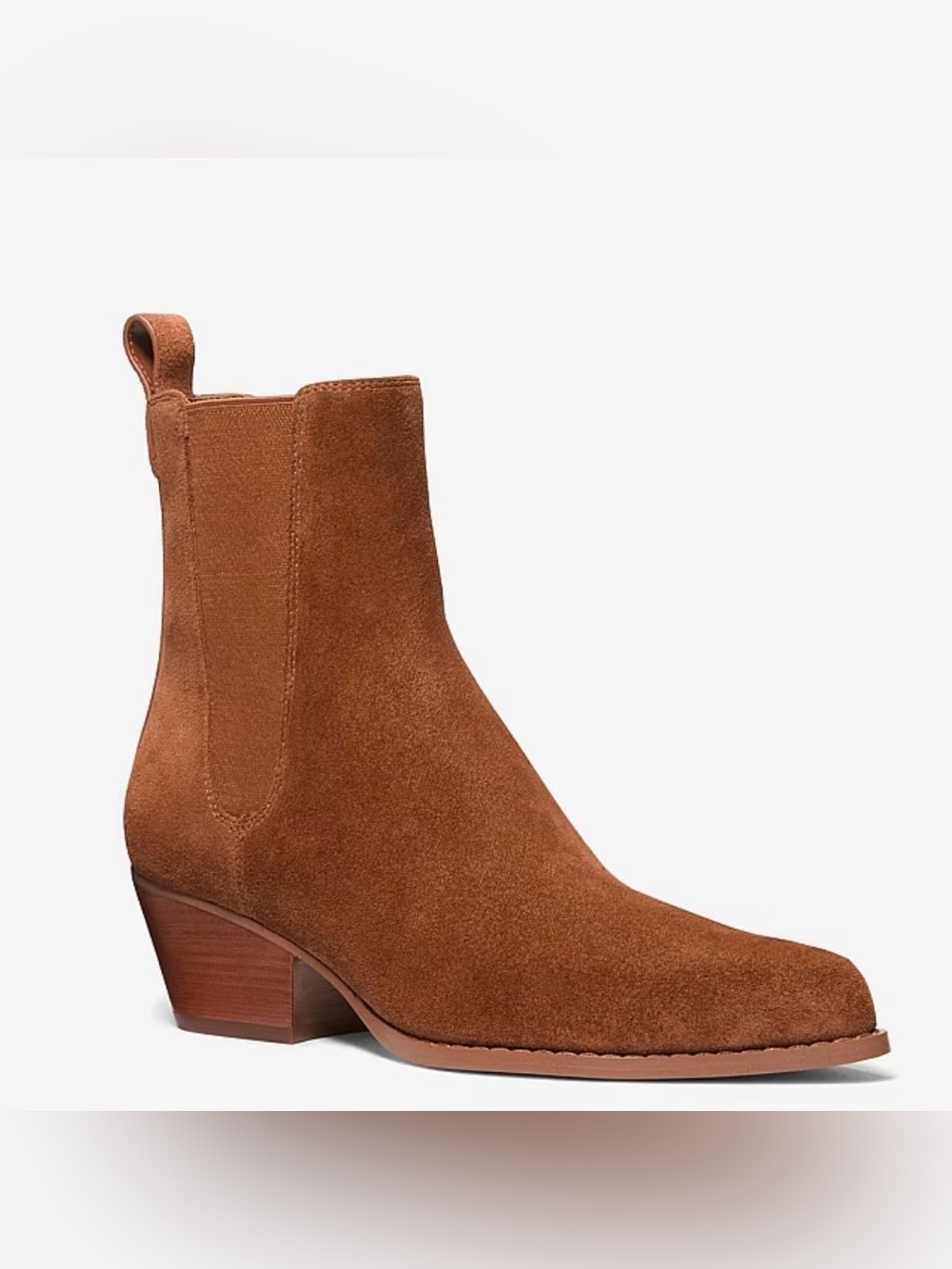 Michael Kors Suede Kinlee Ankle Bootie in Luggage Brown